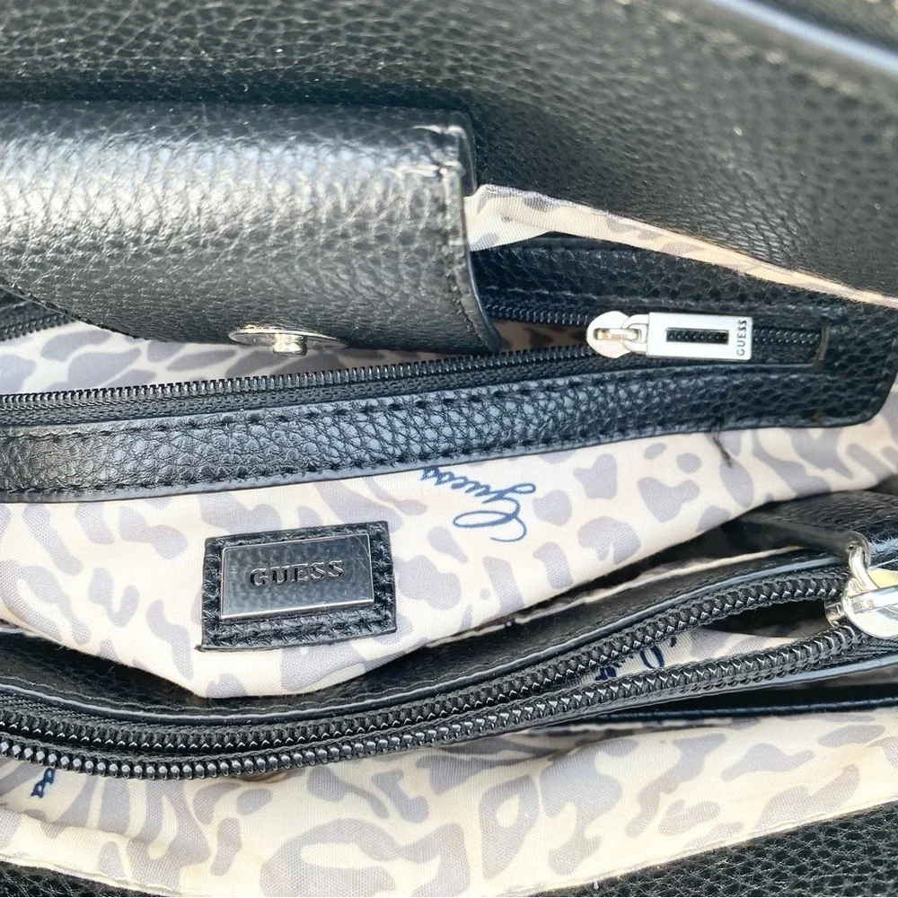 Guess‎ Black Satchel with Silver Hardware